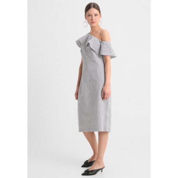 Banana Republic Seersucker One Shoulder Sheath Dress - Picture 2 of 3